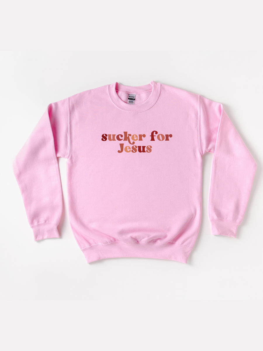 Adult Sucker For Jesus Sweatshirt