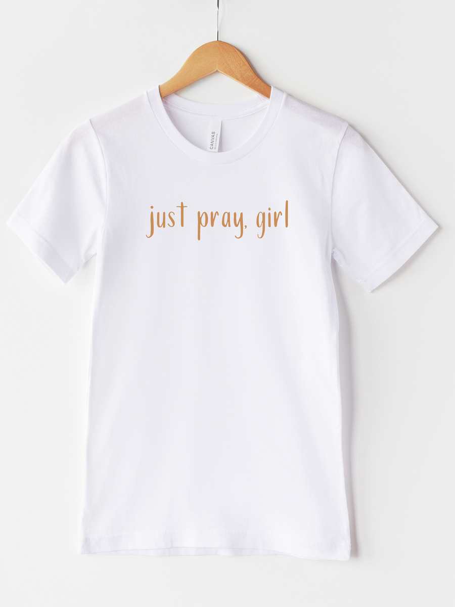 Adult Just Pray, Girl Caramel Crew Neck