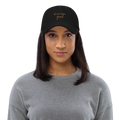 Brown Skin Girl Black Embroidered Mom Hat