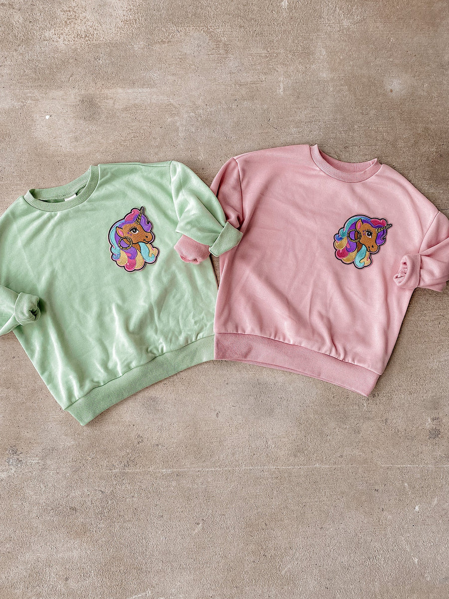 Kids Brown Unicorn Oversized Sweatshirt