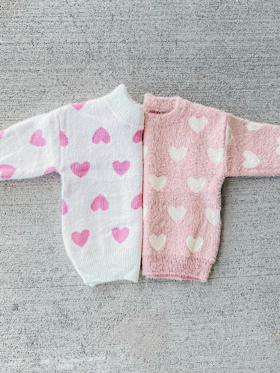 Kids Hearts Fuzzy Sweater