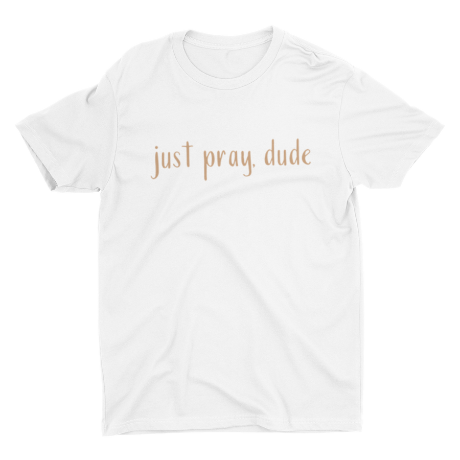 Adult Just Pray, Dude Caramel Crew Neck