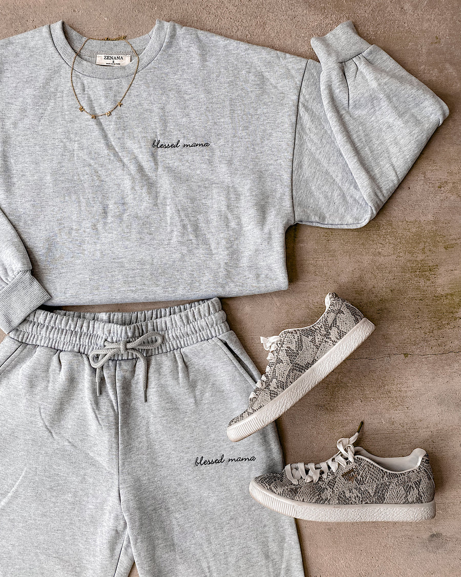 Blessed Mama Embroidered Sweats