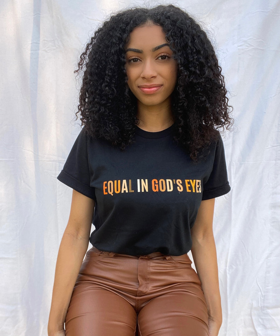 Adult Equal In God’s Eyes Black Multicolor Crew Neck