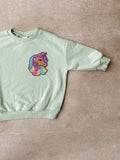 Kids Brown Unicorn Oversized Sweatshirt
