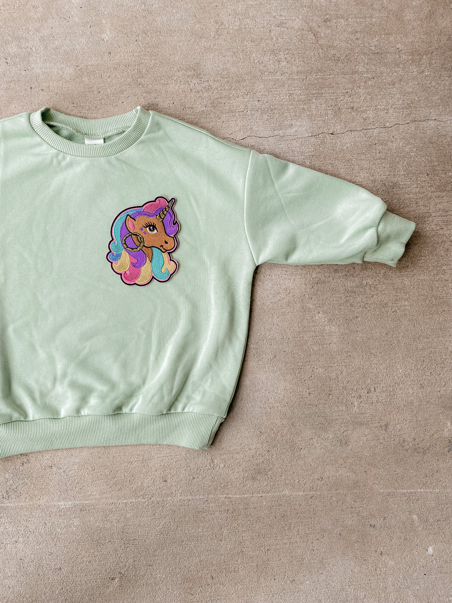 Kids Brown Unicorn Oversized Sweatshirt