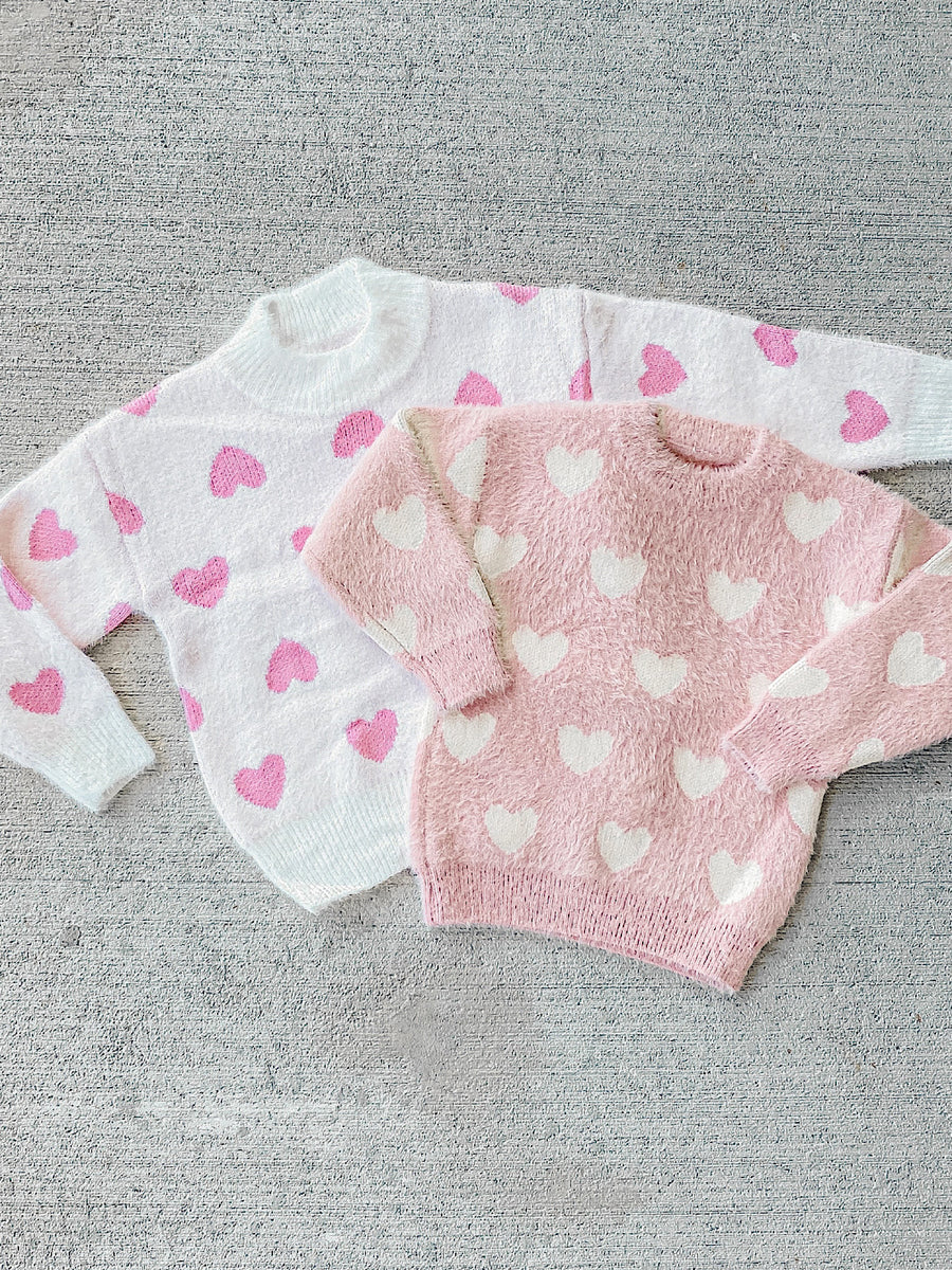 Kids Hearts Fuzzy Sweater