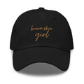 Brown Skin Girl Black Embroidered Mom Hat