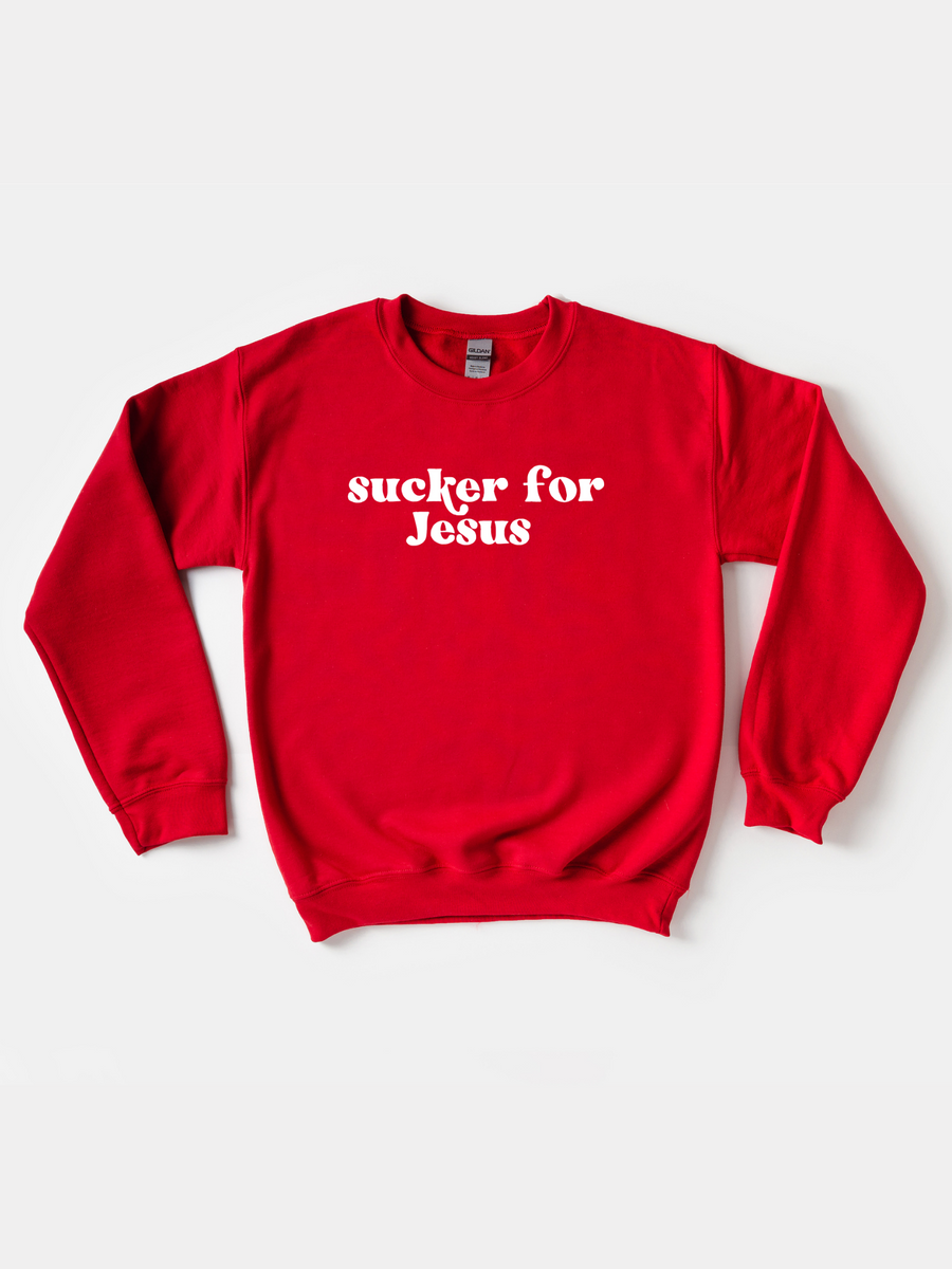 Adult Sucker For Jesus Sweatshirt
