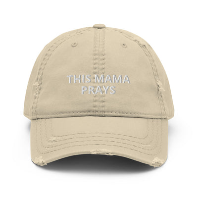 This Mama Prays Khaki Distressed Mom Hat