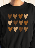 Hearts Multicolor Black Sweatshirt Set