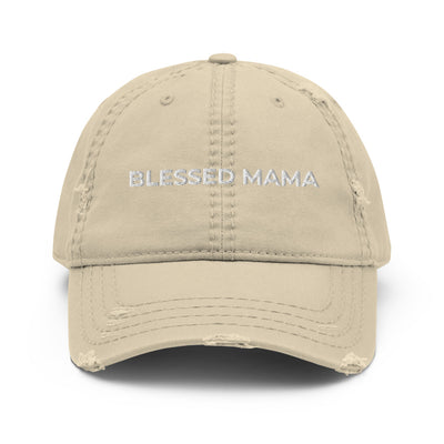 Blessed Mama Khaki Distressed Mom Hat